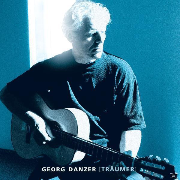 Georg Danzer Albumcover. Mann mit Gitarre. Blau getöntes Bild, sitzt an einem Fenster.