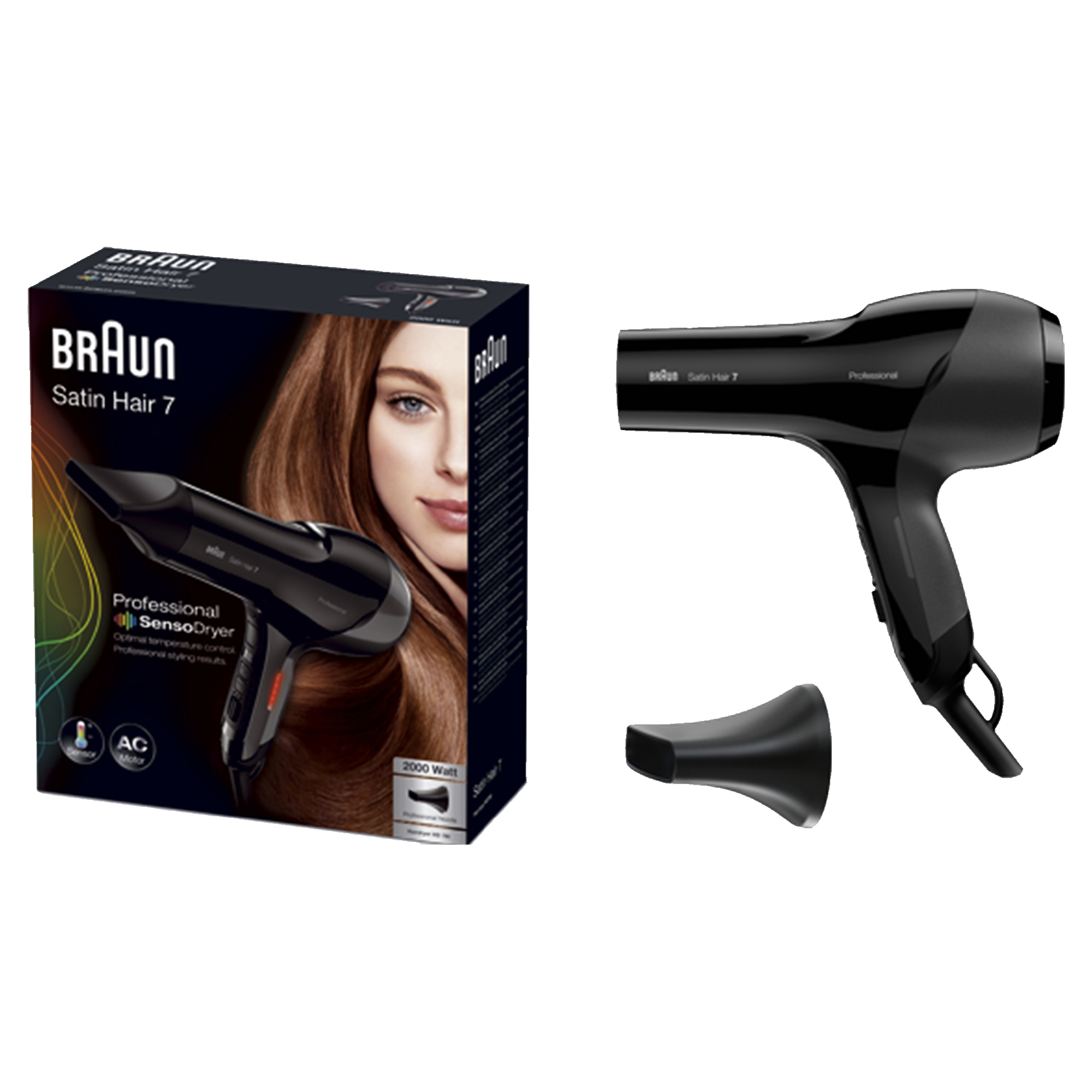 BRAUN Satin Hair 7 SensoDryer HD 780 Haartrockner Schwarz (2000 Watt)