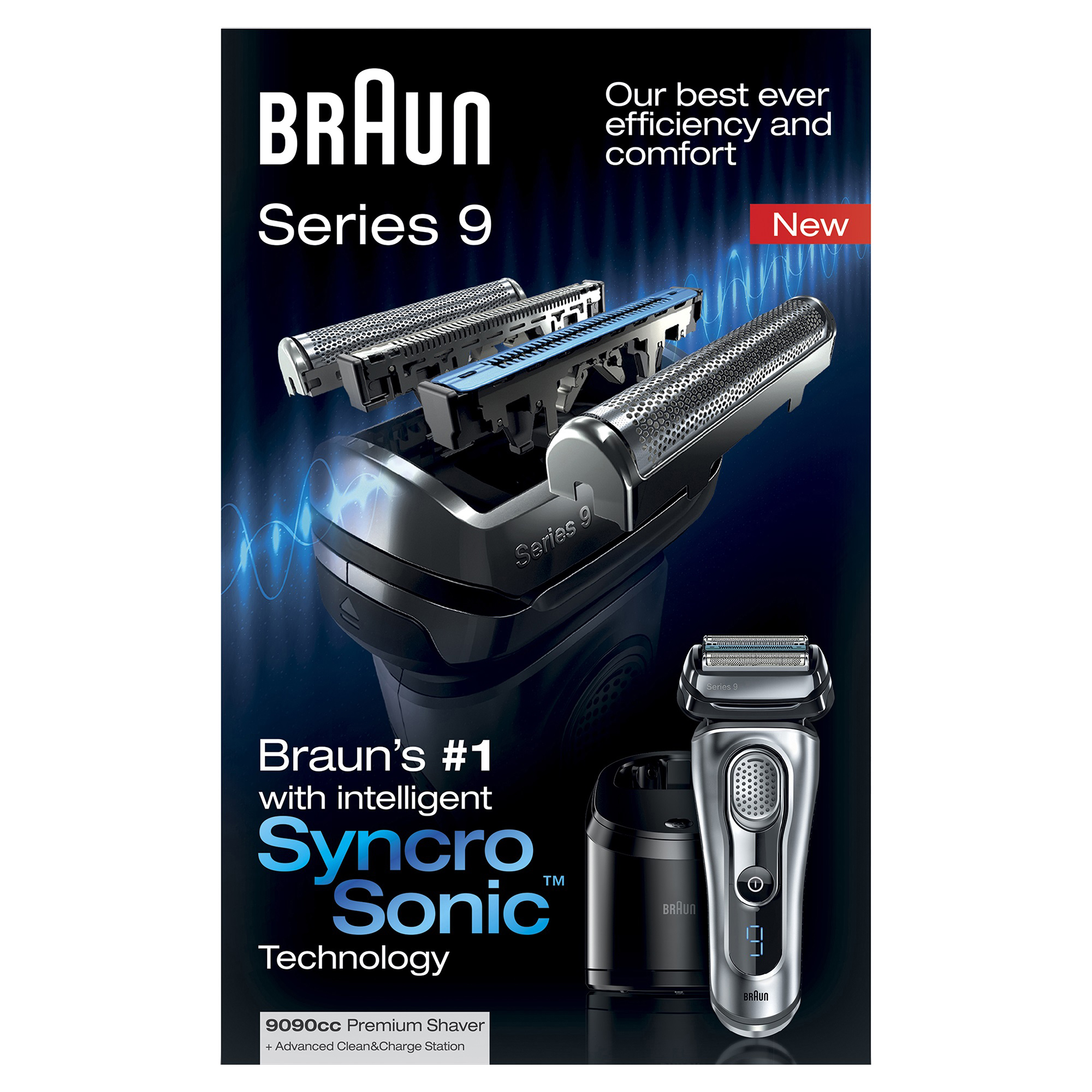 BRAUN Series 9 - 9090cc System Rasierer Silber (SyncroSonic Technologie, Reinigungsstation: Ja)