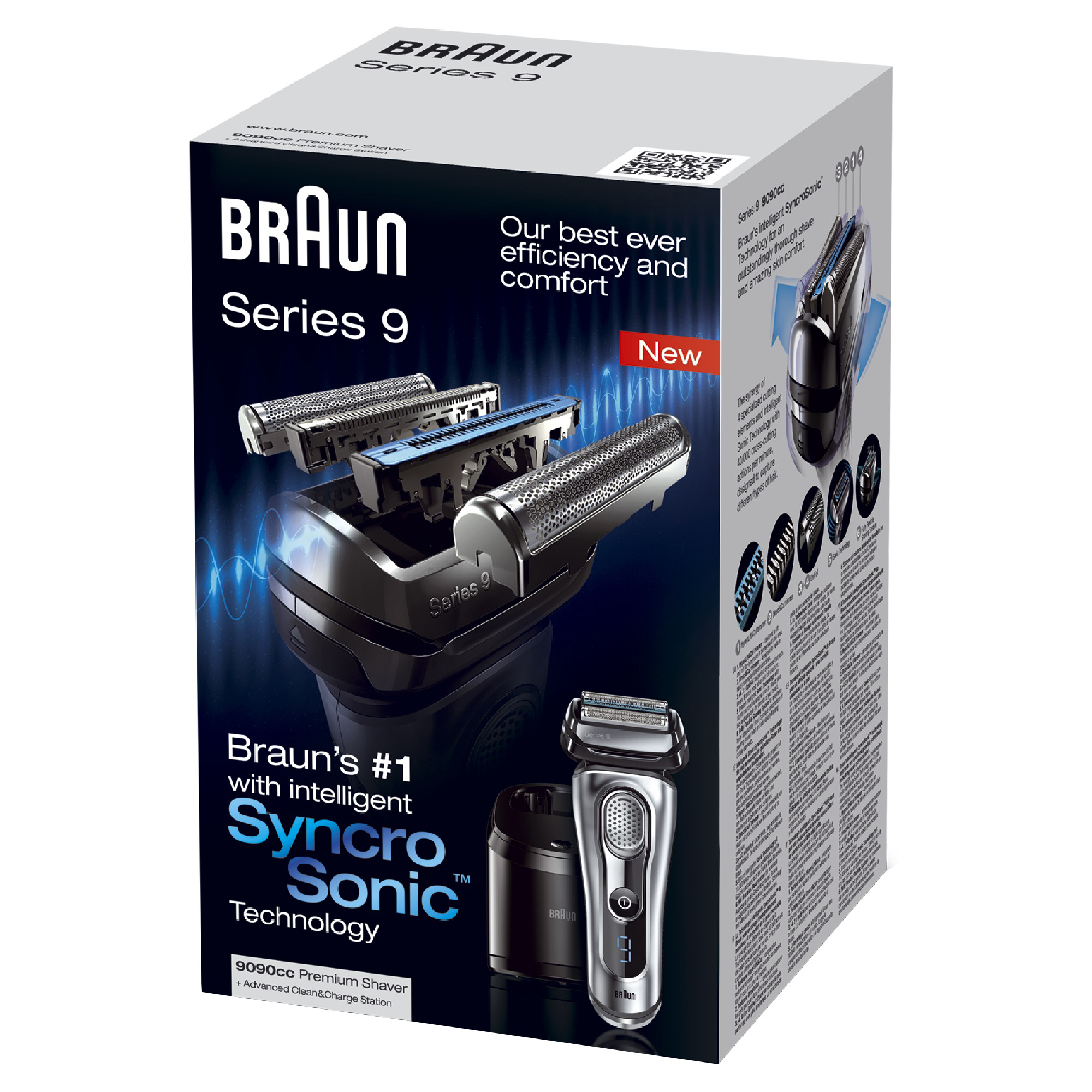 BRAUN Series 9 - 9090cc System Rasierer Silber (SyncroSonic Technologie, Reinigungsstation: Ja)