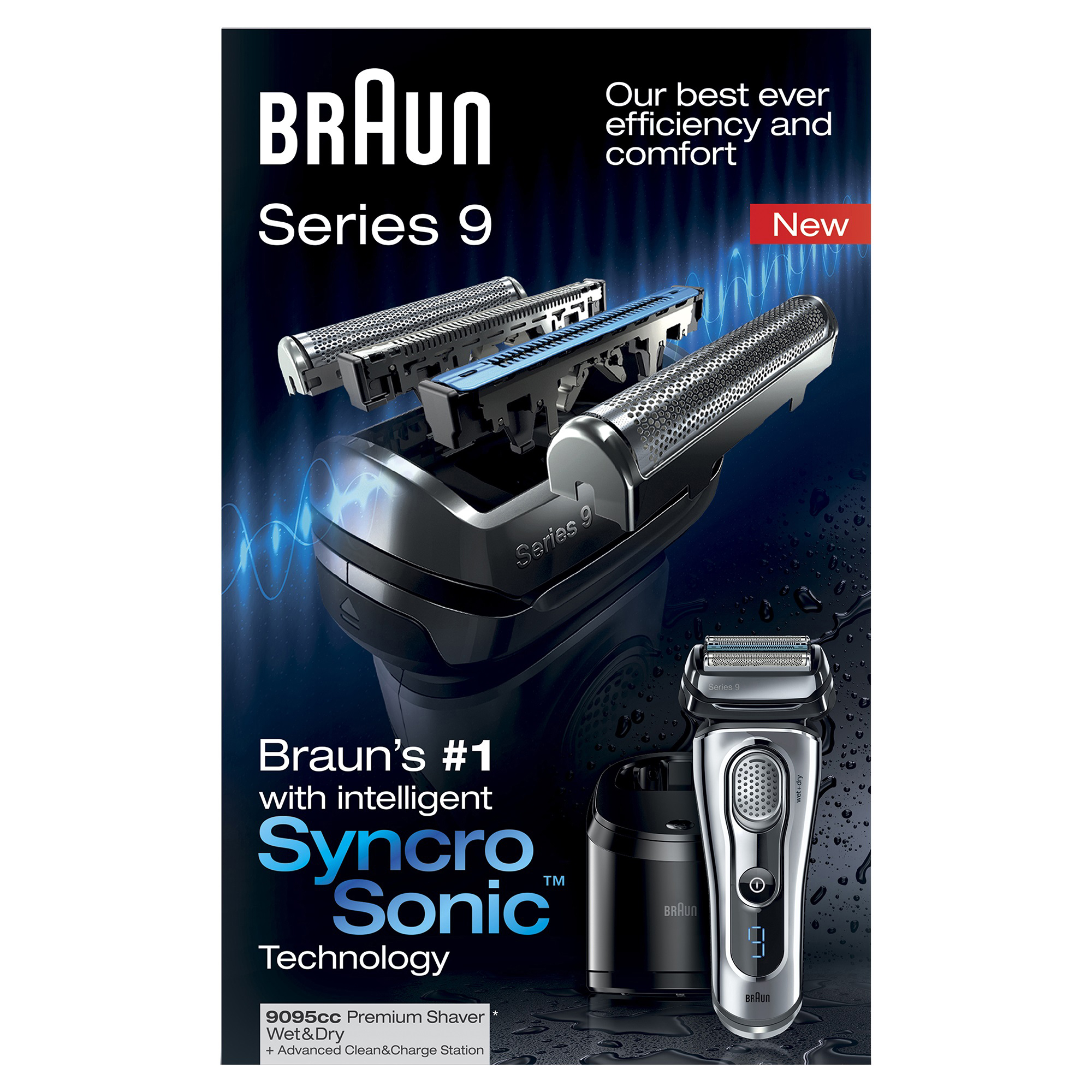 BRAUN Series 9 - 9095cc Rasierer Dunkelgrau (SyncroSonic Technologie, Reinigungsstation: Ja)