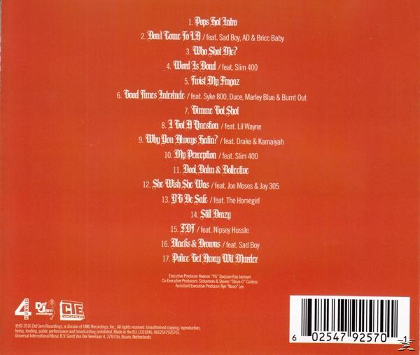 Albumcover mit Titelliste und Barcode auf orangefarbenem Hintergrund. Text enthält Songtitel und Interpreten. Logos und Copyright-Informationen sind ebenfalls sichtbar.