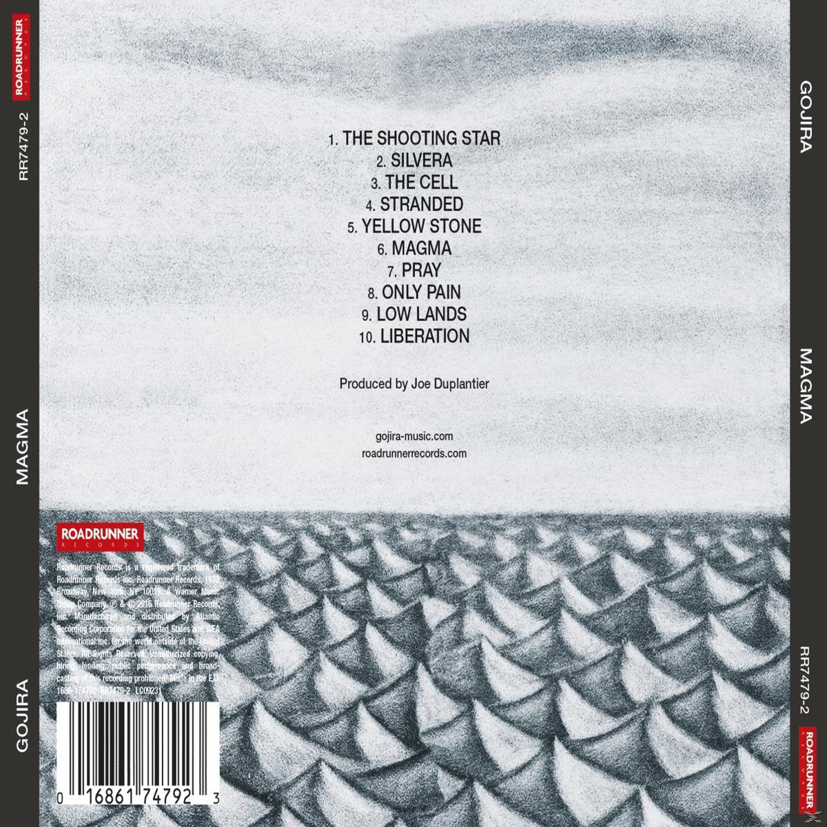 Egy album hátlapja a dallistával. Az album neve 'Magma' a Gojira-tól.