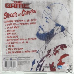 Albumcover für The Game's Streets of Compton, mit einem Porträt und Tracklist.