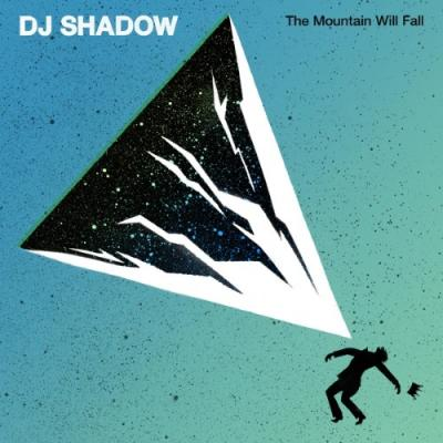 DJ Shadow albumhoes. Abstracte driehoek met een vallende figuur.