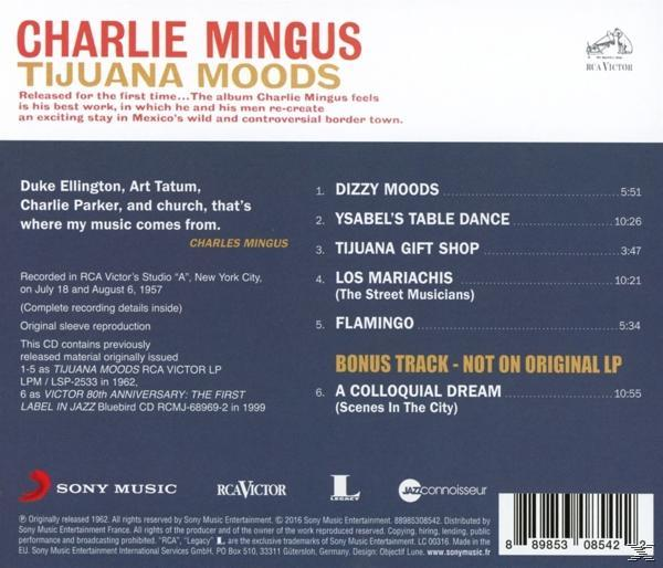 Rückseite einer Charlie Mingus CD, mit Titelliste und Albumdetails, mit Text.