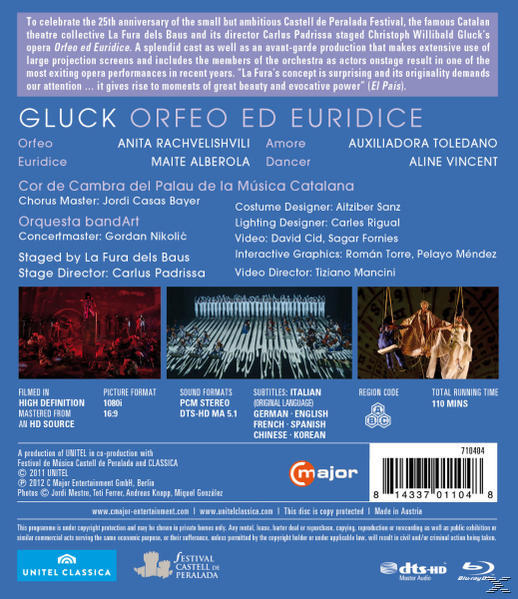 DVD-Rückseite mit Text und Bildern. Enthält Opernsänger und Credits.