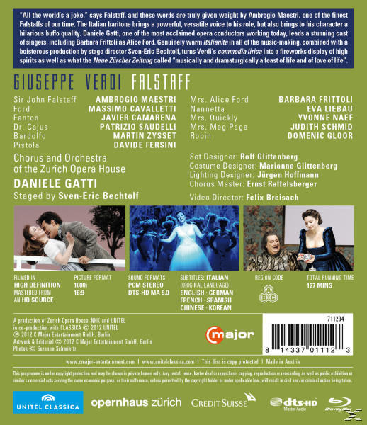 DVD-Cover: Ein klassisches Opernplakat mit Bildern von Darstellern, Credits und Text über die Aufführung.