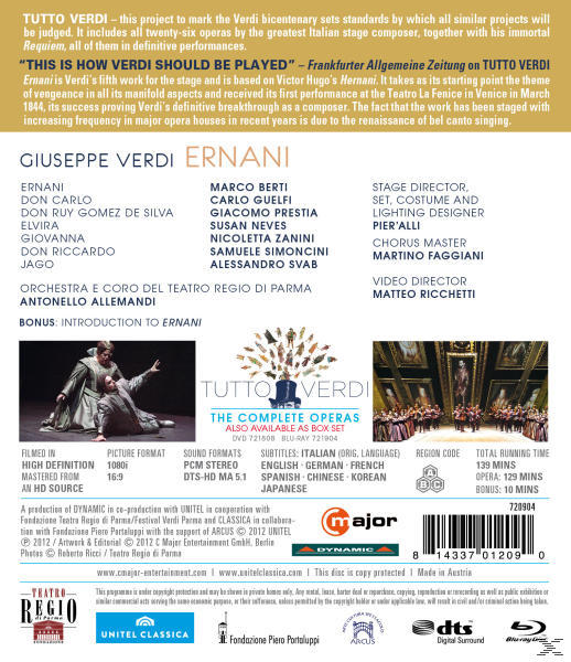 Allemandi/Berti/Guelfi Ernani - (Blu-ray) Pa, Teatro - Regio Orchestra/Coro