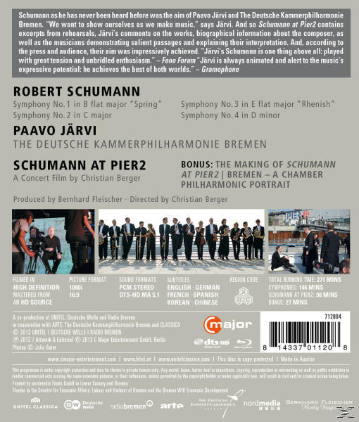 DVD-Rückseite mit Text über Robert Schumann, Paavo Järvi und Orchester-Mitglieder.