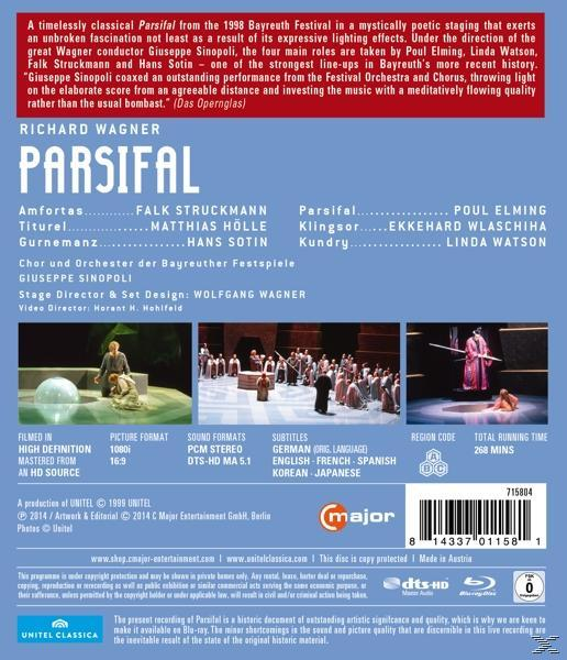 DVD-Rückseite mit Text über eine Oper. Mehrere kleine Bilder der Aufführung. Text ist in mehreren Sprachen.
