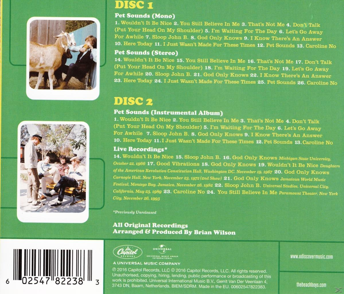 CD-Cover mit Titelliste und Bandbildern. Text auf grünem Hintergrund und weiß. The Beach Boys sind auf dem Cover.