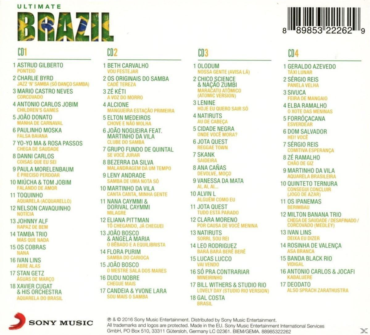 CD-Cover mit gelbem und grünem Brasilien-Titel, mit Album-Titellisten und Künstlernamen.
