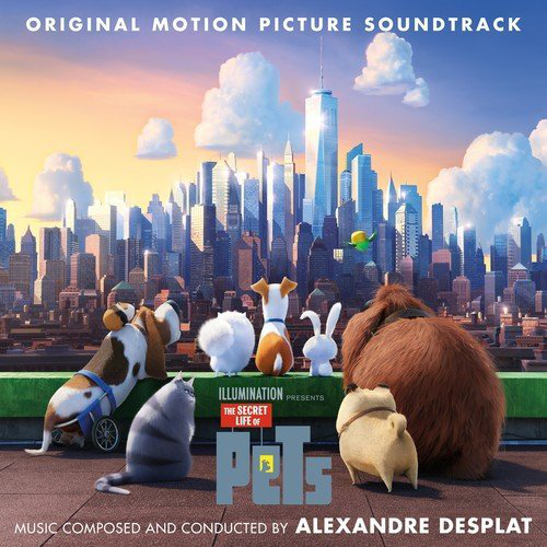 Animációs film posztere: The Secret Life of Pets. Több rajzfilmfigura egy városi horizont előtt.