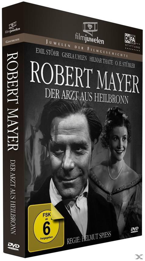 DVD-Box-Art für "Robert Mayer - Der Arzt aus Heilbronn". Es zeigt einen Mann und eine Frau in einem Schwarz-Weiß-Bild.