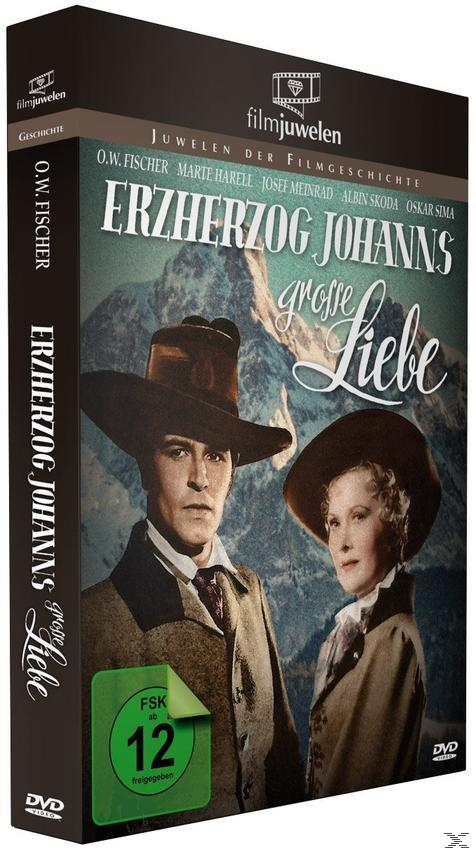 DVD-Cover: Erzherzog Johanns grosse Liebe. Ein Mann und eine Frau in historischer Kleidung. Berge im Hintergrund.