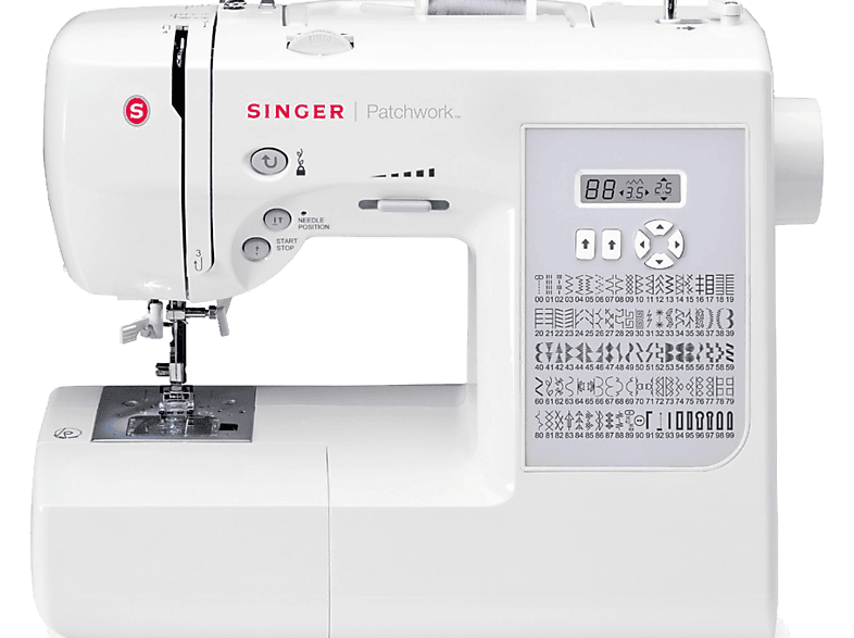 Singer 7285Q Patchwork Nähmaschine (100-Stiche, Freiarmnähen, Weiß)
