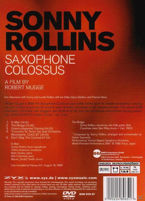 Sonny Rollins Saxophone Colossus Albumcover. Text und Tracklist auf rotem Grund.