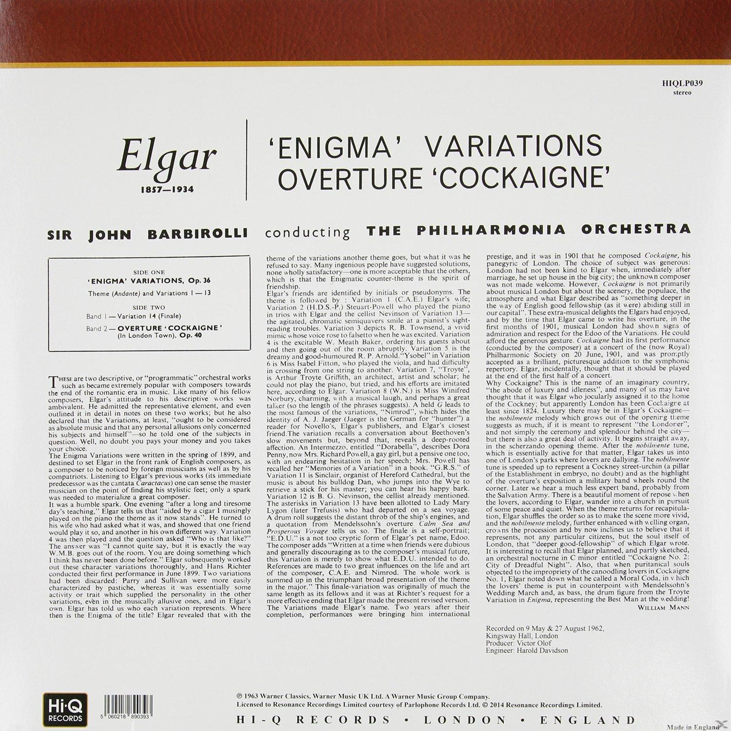 Philharmonia Orchester Cockaigne (Vinyl) Variations/Overture (180 - - Elgar/Enigma G