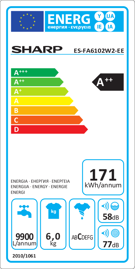 SHARP ES-FA6102W2-EE mosógép