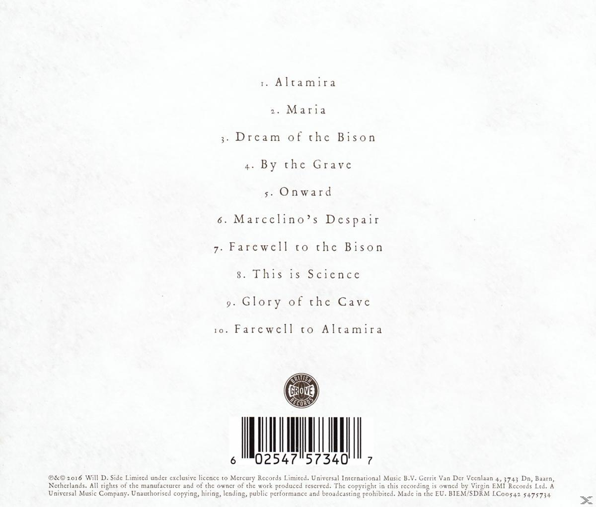 CD-számlista. Cím: 'Dream of the Bison'. Az előadó neve nem látható. Fekete szöveg fehér háttéren.