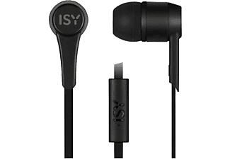 Auriculares con cable - Isy IIE-1101 Negro, de botón, Jack 3.5mm