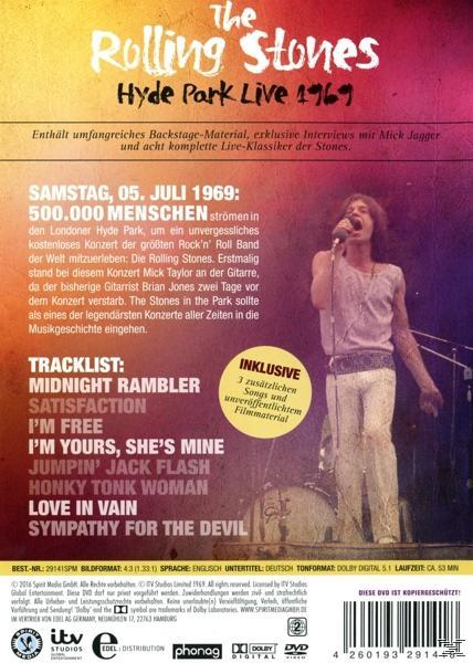 DVD-Rückseite mit Text über The Rolling Stones und eine Live-Performance.