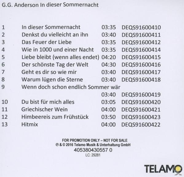 G.G. Anderson - In Dieser Sommernacht  - (CD)