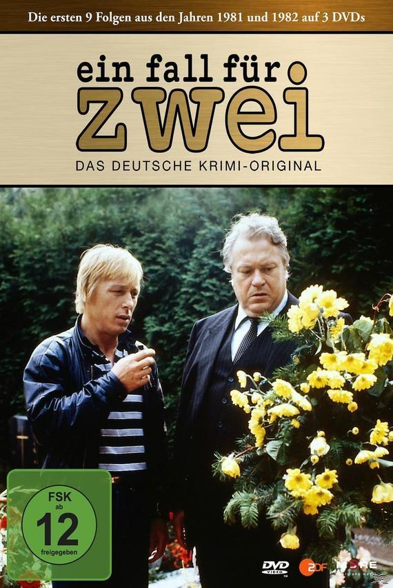 DVD-Cover von 'Ein Fall für Zwei'. Zwei Männer stehen vor einer grünen Hecke. Text auf Deutsch.