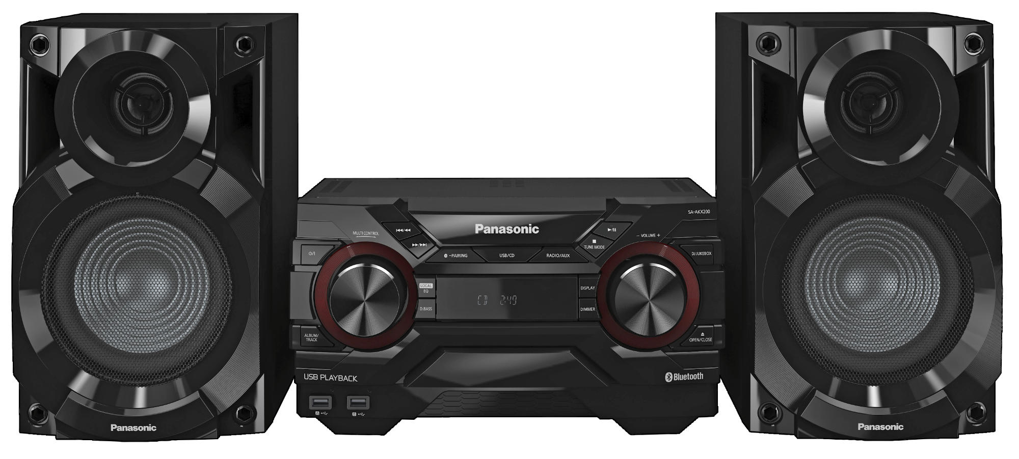 Minicadena - Panasonic SC-AKX200E, Bluetooth, Doble USB, DJ JukeBox, 400W RMA