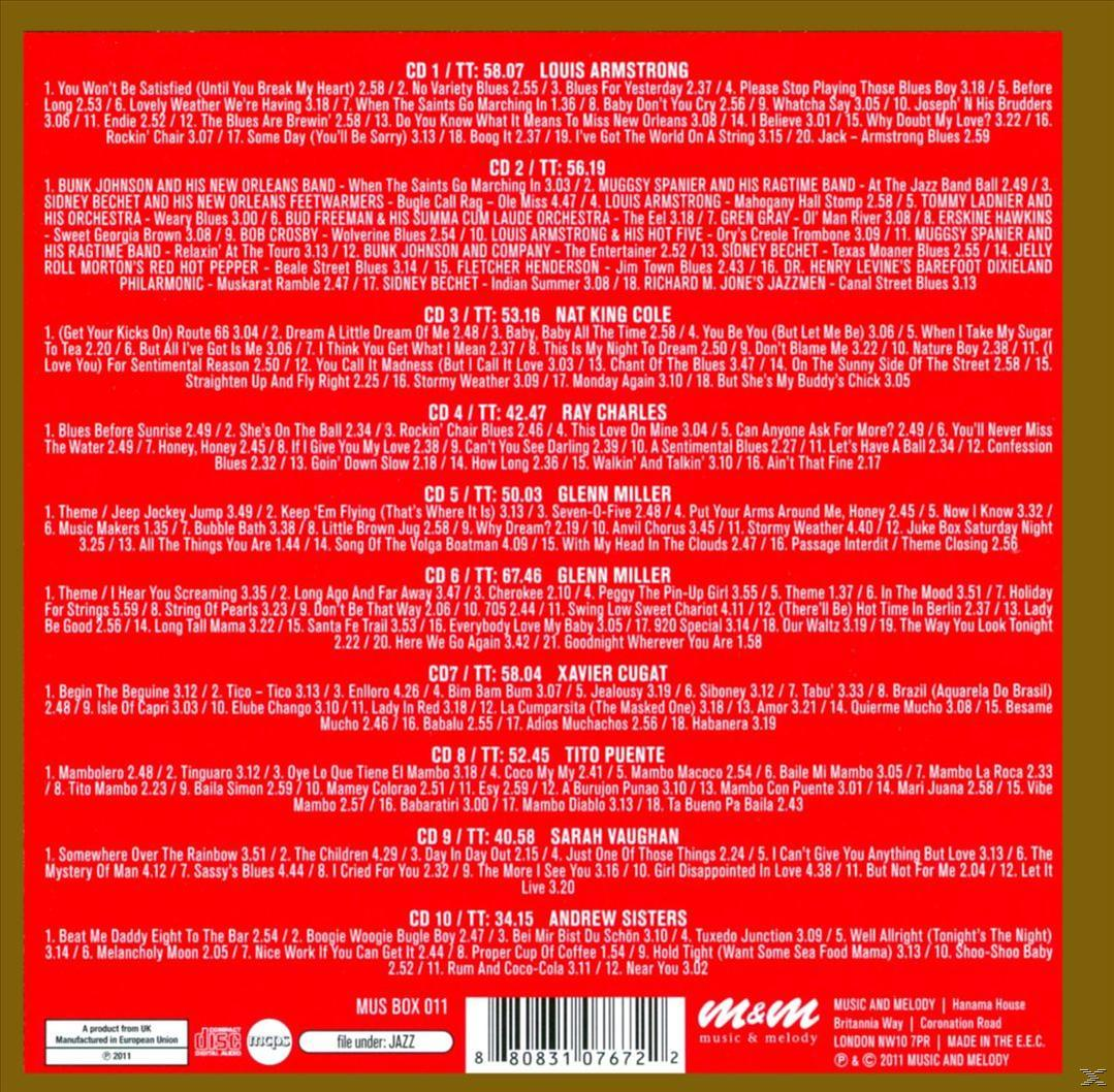 CD mit einer Liste von Songs verschiedener Künstler. Das Cover hat Text und ein Bild.