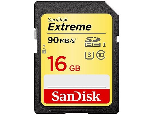 SANDISK Extreme UHS-I U3 - SDHC-Speicherkarte  (16 GB, 60 MB/s, Schwarz)