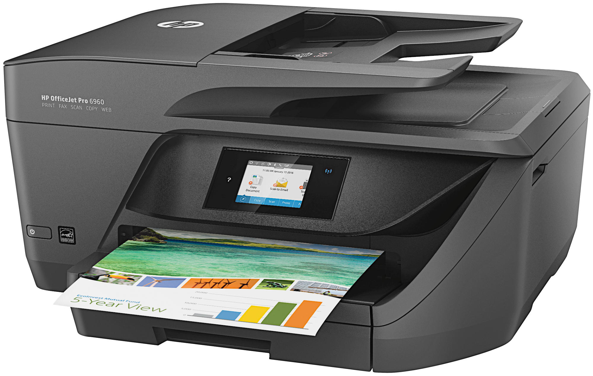 Impresora multifunción - HP OfficeJet Pro 6960, Inyección de tinta, Color, WiFi, 600x1200, 18/10ppm