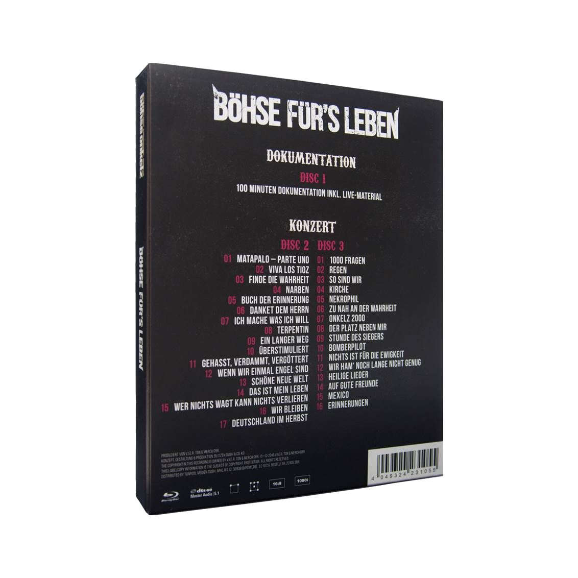 Rückseite einer DVD-Hülle mit Text auf Deutsch. Titellisten und Credits sind sichtbar.