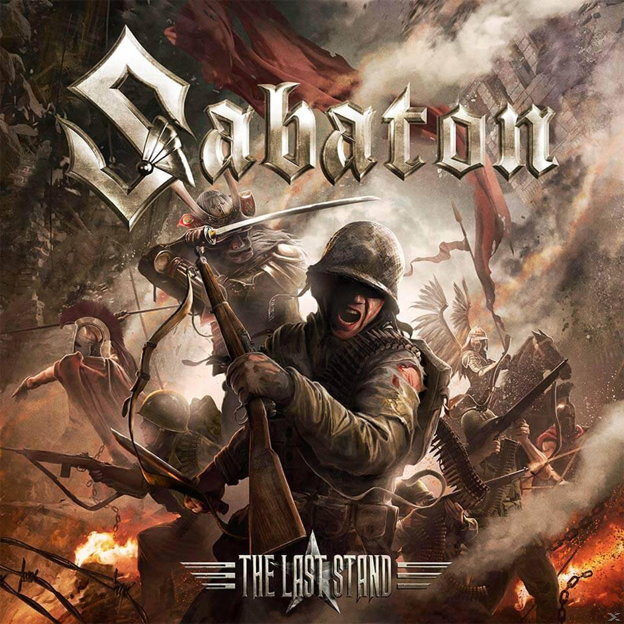Album borító: katonák egy csatajelenetben. Szöveg: The Last Stand.
