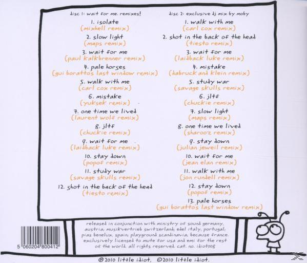 CD-Rückseite mit Titelliste und Credits, orange und weiß, Little-Idiot-Logo, weißer Hintergrund.