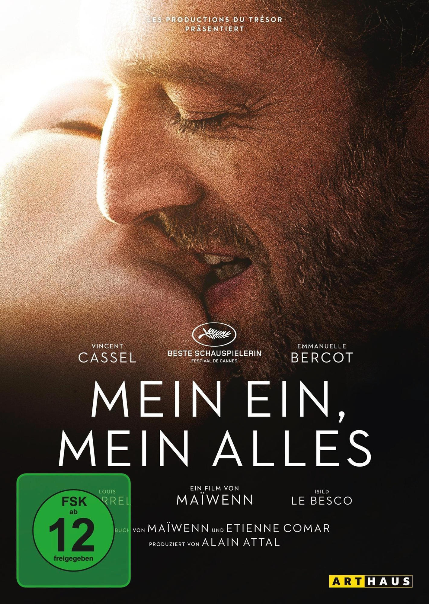Filmposter: 'Mein Ein, Mein Alles'. Zeigt das Gesicht eines Mannes im Nahaufnahme und eine Hand einer Frau.