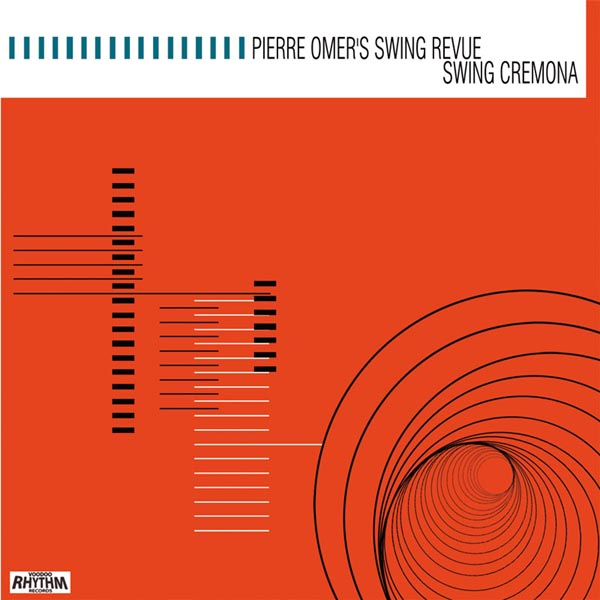 Albumcover mit abstraktem Design. Roter Hintergrund mit weißen und schwarzen Linien und Formen.