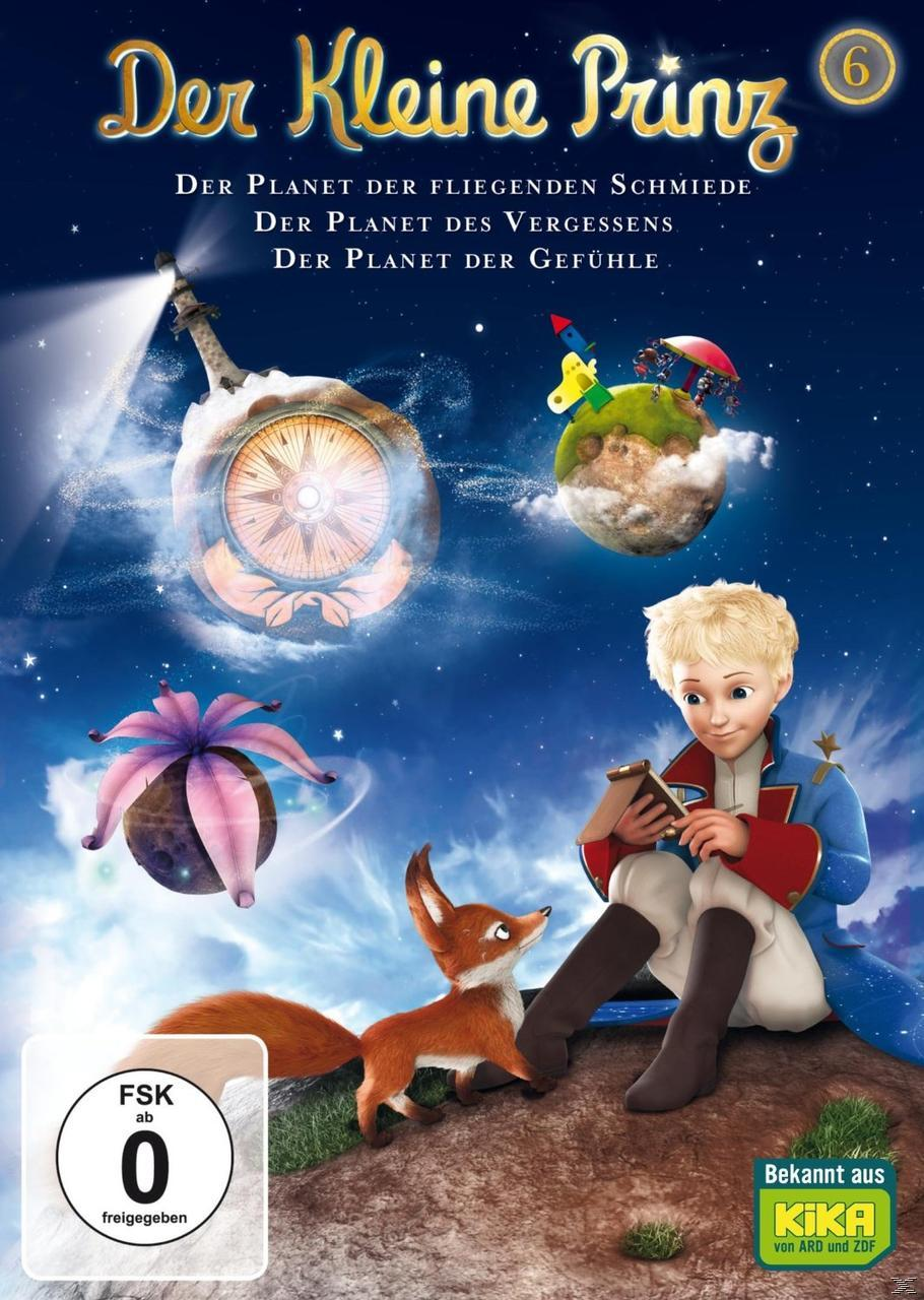 Cover für 'Der Kleine Prinz'. Ein Junge, Fuchs und Planeten vor sternenübersätem Himmel.