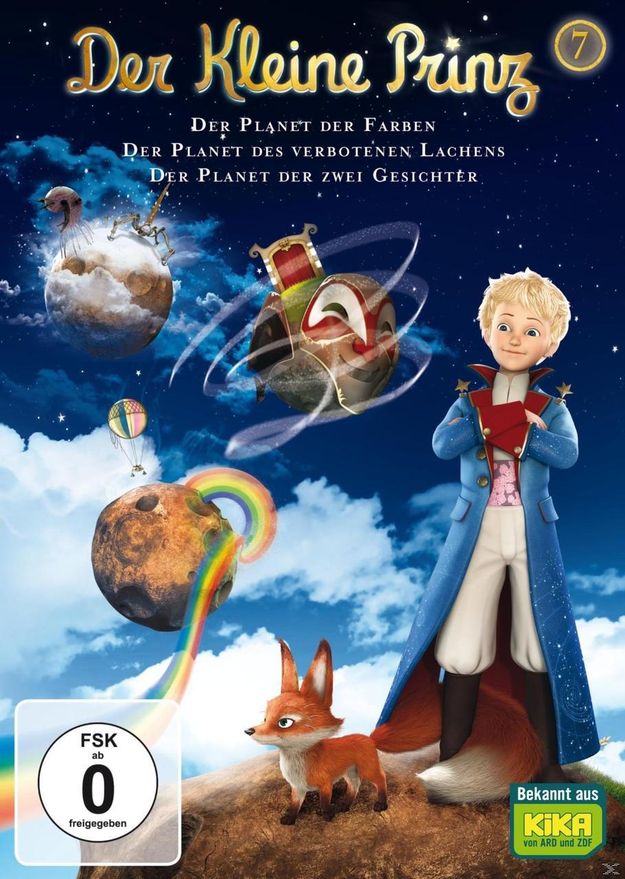 Filmcover mit einem Zeichentrickprinzen, einem Fuchs und Planeten vor sternenklarem Himmel.