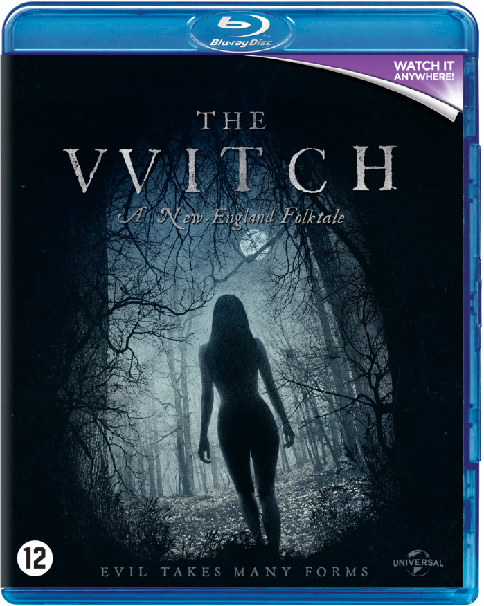 Filmposter van een vrouw in een bos, met de titel 'The Witch' en een classificatie.