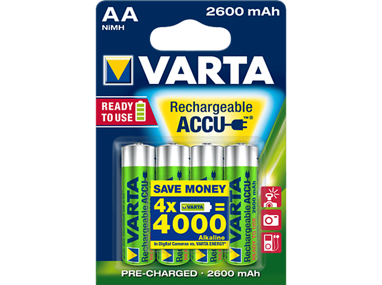 Varta Ready2Use Accu Mignon AA NiMH 2600mAh, 4er-Pack; Akku