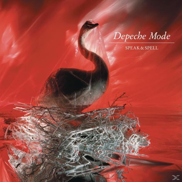 Albumcover für Depeche Mode's Speak & Spell, mit einem Schwan in Plastik auf rotem Hintergrund.