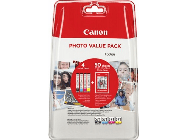 CANON CLI-571 4 Kleuren pack + Photopapier (0386C007)