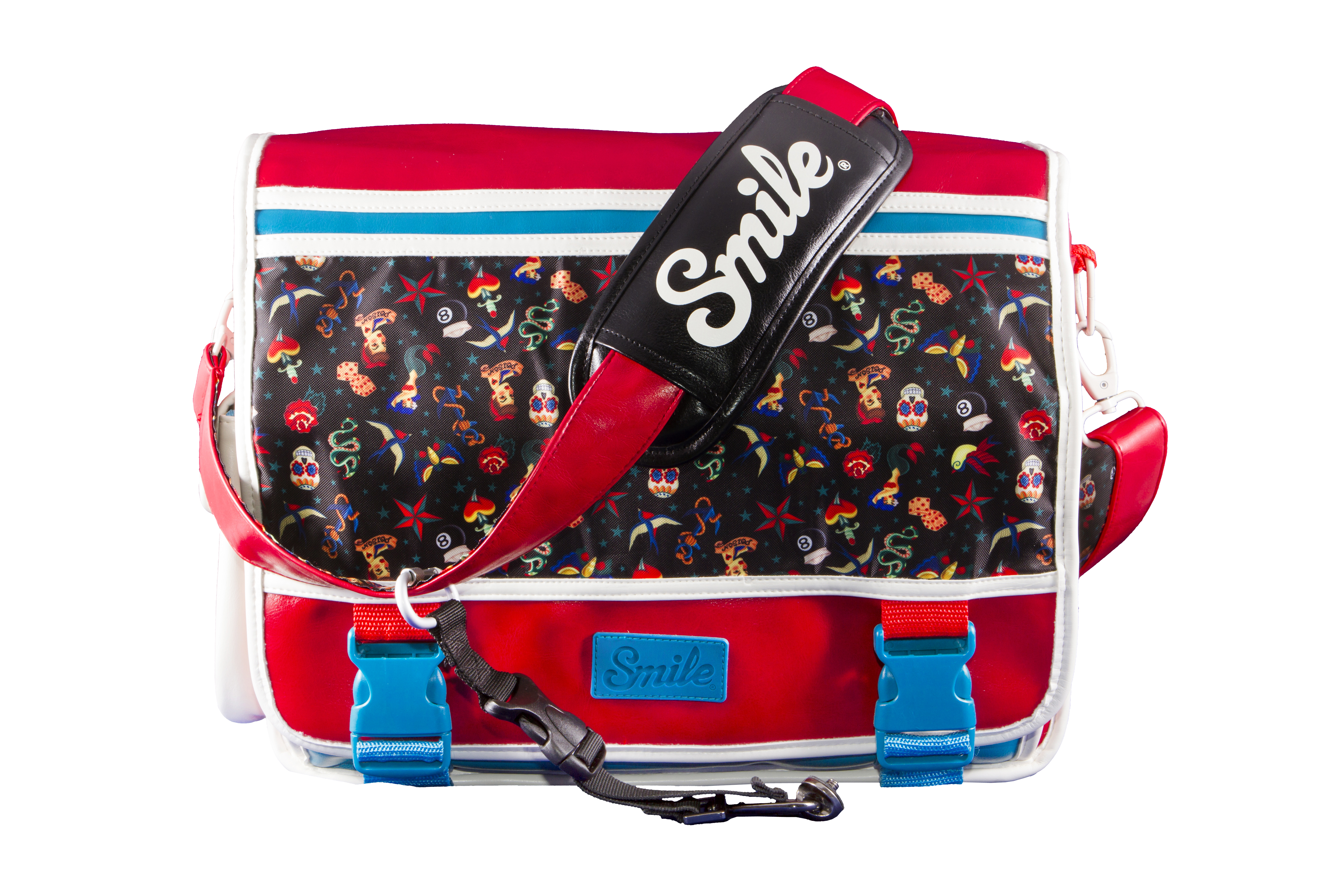 SMILE Pin Up L Kameratasche, Schwarz/Rot/Blau