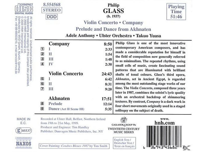 Thumbnail - Adele Anthony, Anthony,Adele/Yuasa,Takuo - Violinkonzert/Company/+ (CD)