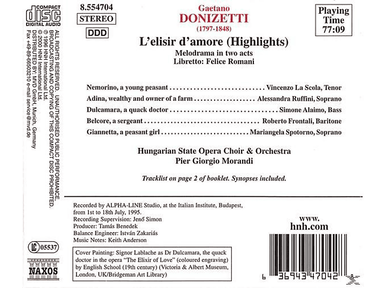 Thumbnail - Ruffini, La Scola/Ruffini/Morandi/+ - Der Liebestrank (AZ) (CD)