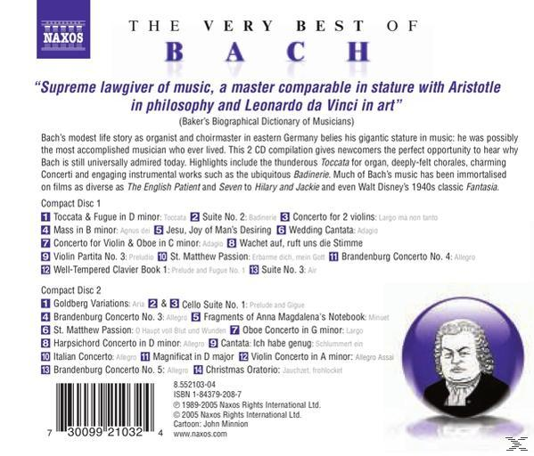 Rückseite eines CD-Cases mit Text über Bach und seine Musik. Ein lila Orb mit einem Bild.