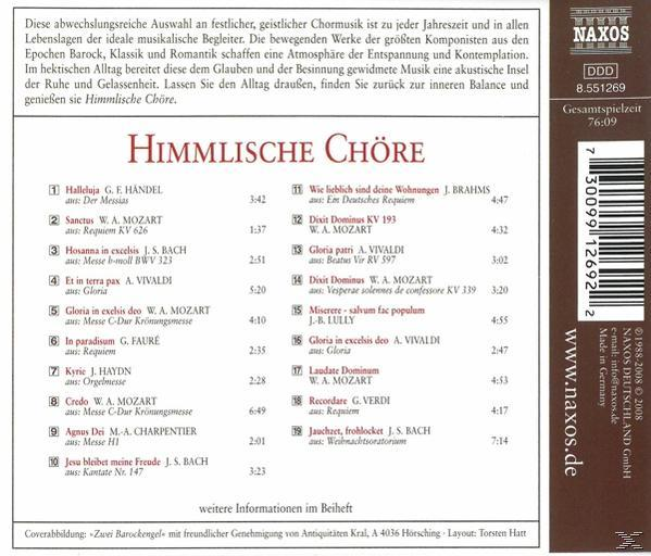 CD-Cover mit Text auf Deutsch. Der Titel lautet 'Himmlische Chöre'.