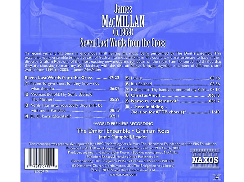 Thumbnail - Dmitri Ensemble, Graham/dmitri Ensemble Ross - Seven Last Words From The Cross (CD)